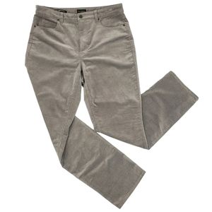 Talbots Pants Size 10 Curvy Straight Leg Corduroy Cords Gray Stretch Classic
